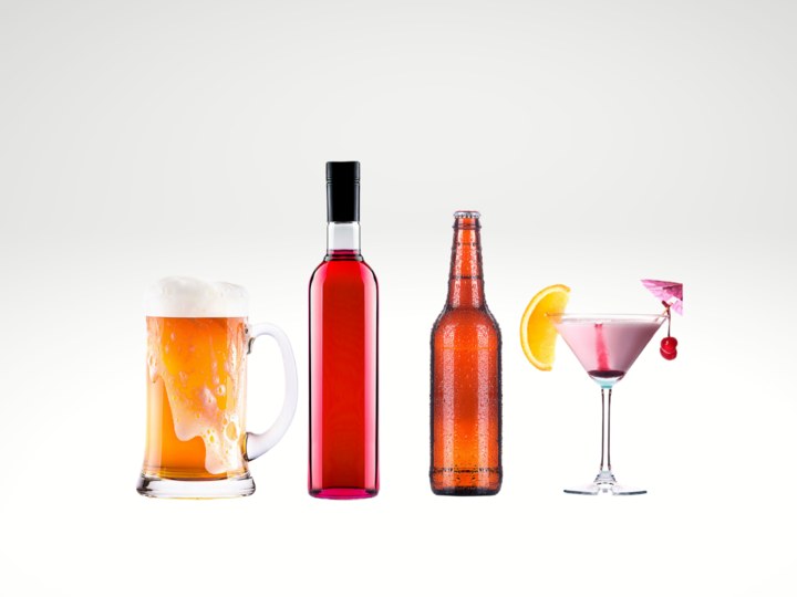 Decorative text of alcoholic drinks