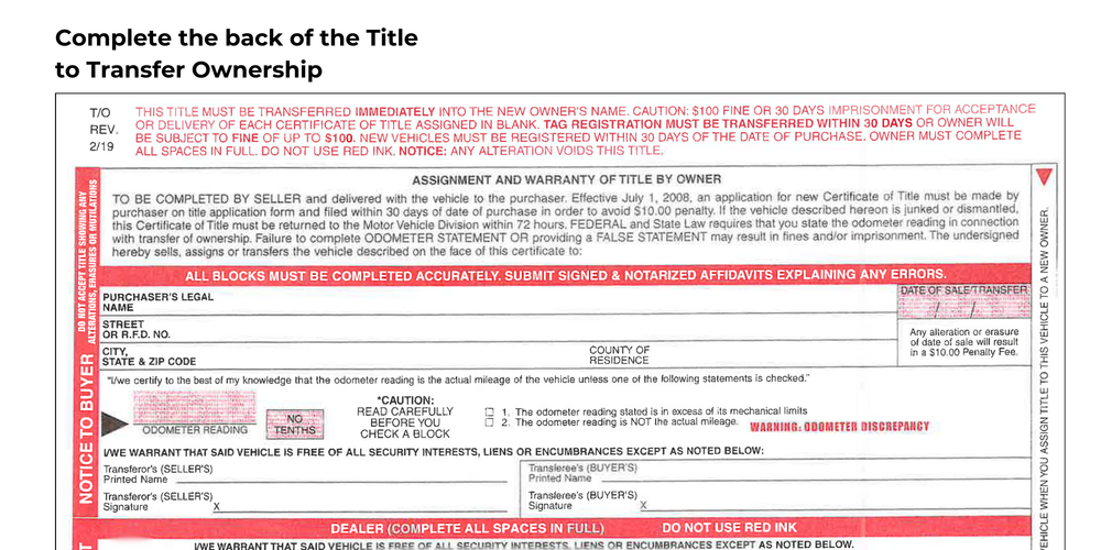 Image showing back of title form