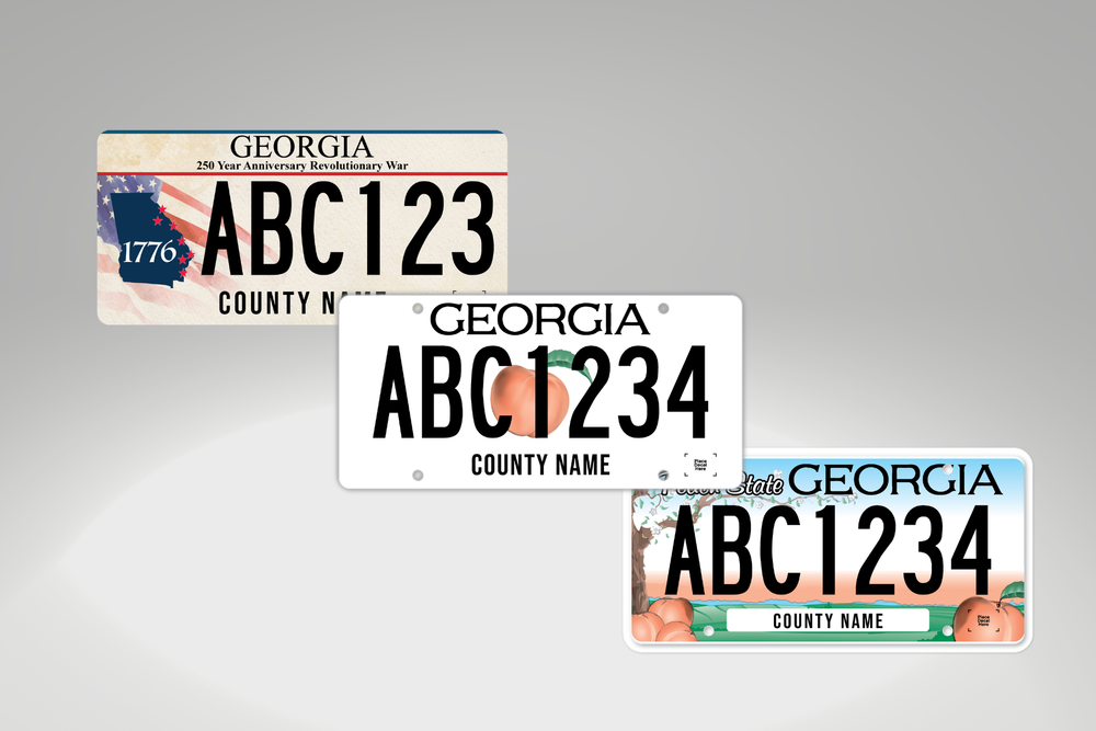 3 standard plates for Georgia Drivers.