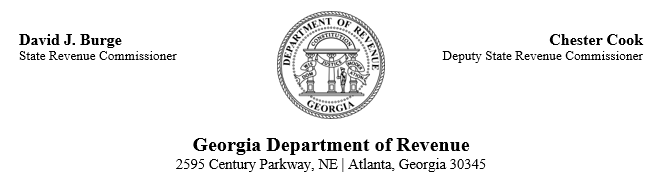 Department of Revenue Seal. David Burge, Commissioner. Chester Cook, Deputy Commissioner